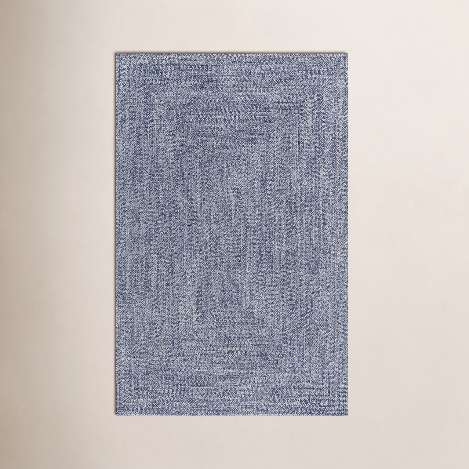 Amei Blue Hand-Braided Outdoor Rug, Oval 7'6" x 9'6"