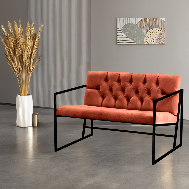 2-Seat Sofa, Black, Tile Red