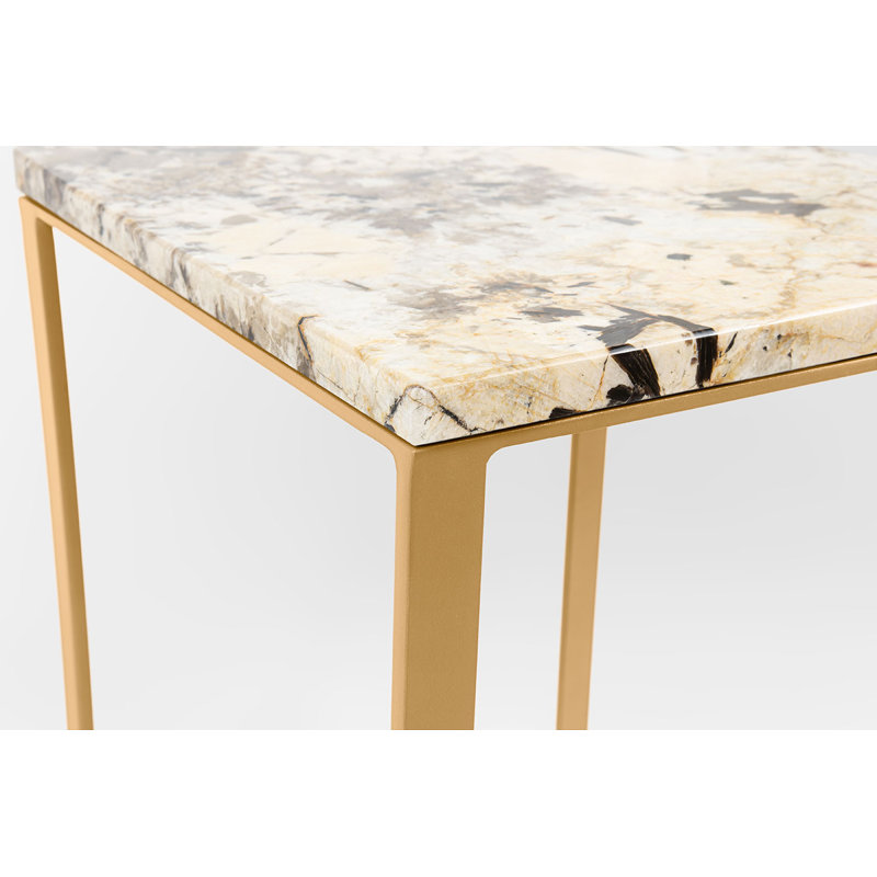 Achillefs Granite Top Frame Square Side Table, Gold