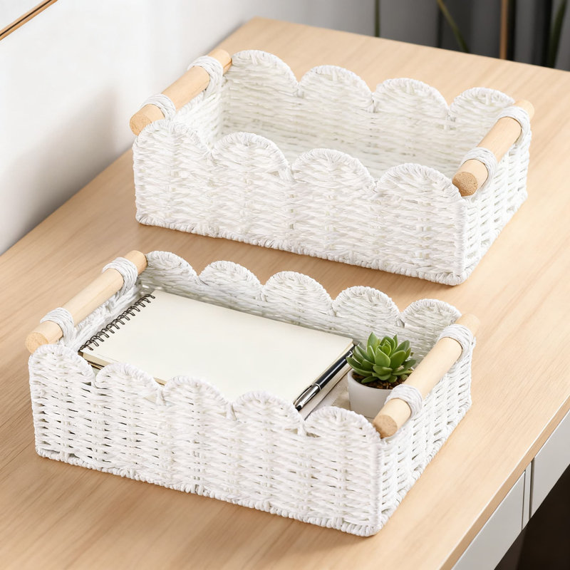 Handmade Paper Rope Storage Basket, Multipurpose Organizer Bin For Bathroom Toilet Tank Top, Living Room, Kitchen And Office