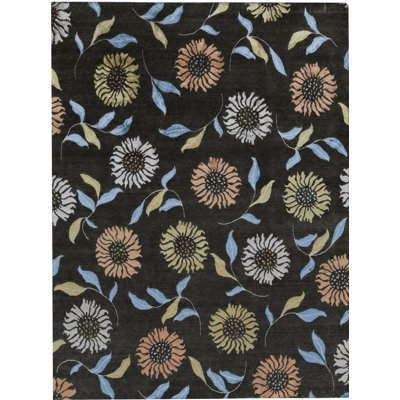 Tapis brun et rouille de haute qualité noué à la main