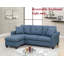 Canapé modulaire réversible en polyfibre bleu capitonné