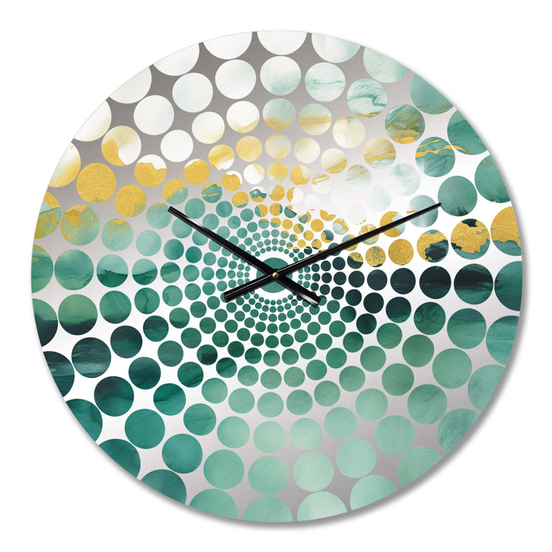Horloge murale bleue à impression aquarelle et or III, Petit