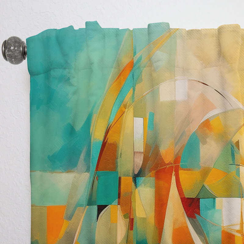 «Abstracting The Cubist Form IV» - Rideau moderne - Velours obscurcissant - 1 panneau, L 52 po x L 120 po