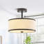Plafonnier semi-encastré cylindrique avec abat-jour en tissu 3 lumières 5,12 po Nichoel-36741556