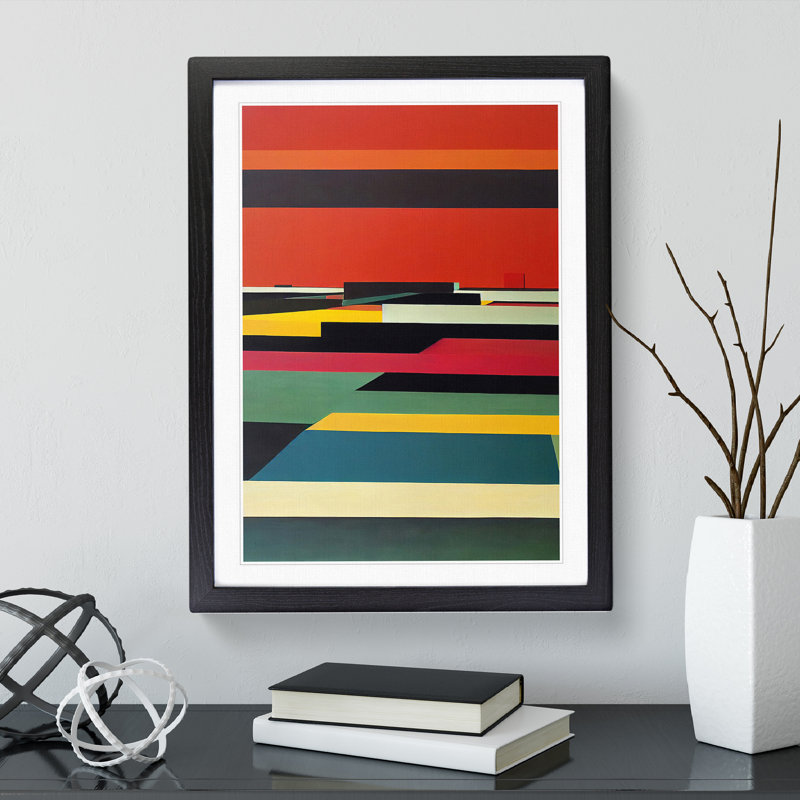 XV1022-3765X Retro Abstract Art No.1 - Print, Black Framed, 66cm H x 48cm W, White