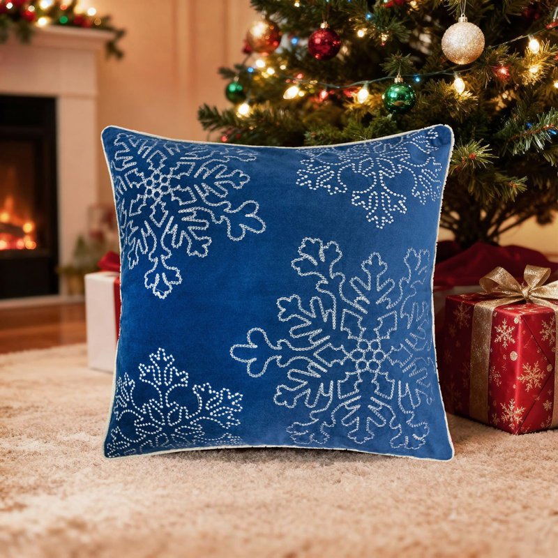 Coussin en velours de 20 po x 20 po, fibre de polyester au lieu du noyau, très doux., Bleu / blanc