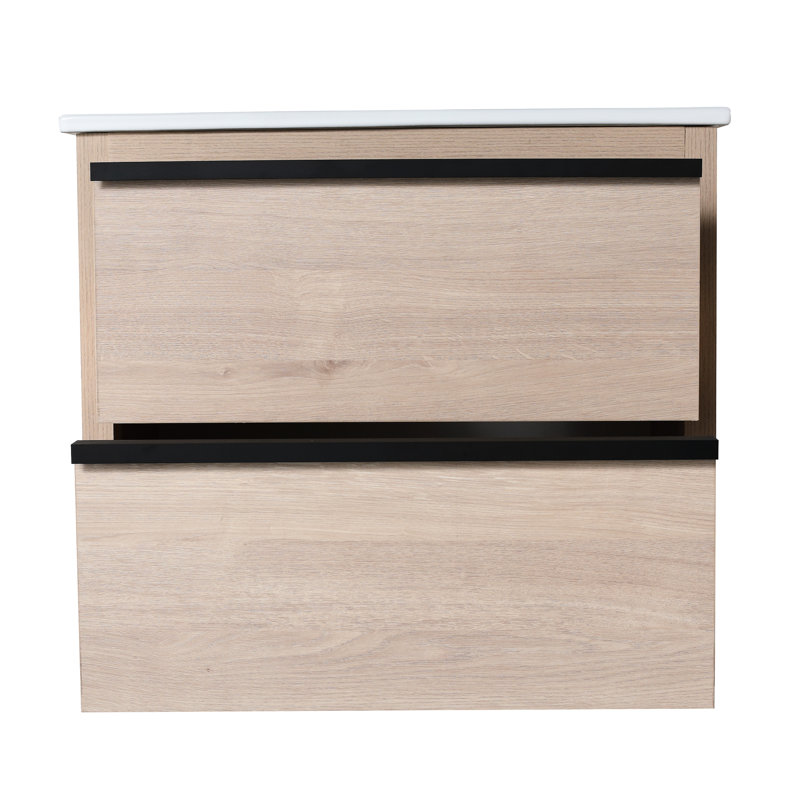 Modern Bathroom Vanity With 2 Soft Close Drawers & White Ceramic Sink - Wall Mounted Cabinet For Bva02524plo-G-Bl9060b W1286s00034 24" Storage And Basin