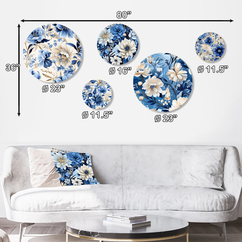 Burnet - ensemble d'art mural rond bohémien floral de 5