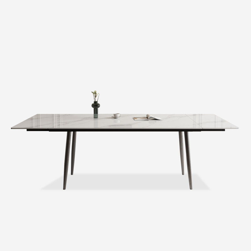 Homeira  62.9" to 94.4" Extendable Dining Tables for 6 to 10 -   Rectangle  Sintered stone Dining Table, White