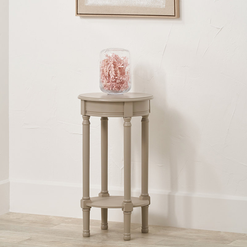 Abree Solid Wood End Table, Putty Beige