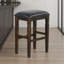 Flint Counter Stool, Black Faux Leather, Dark Brown Mahogany Wood-105844147