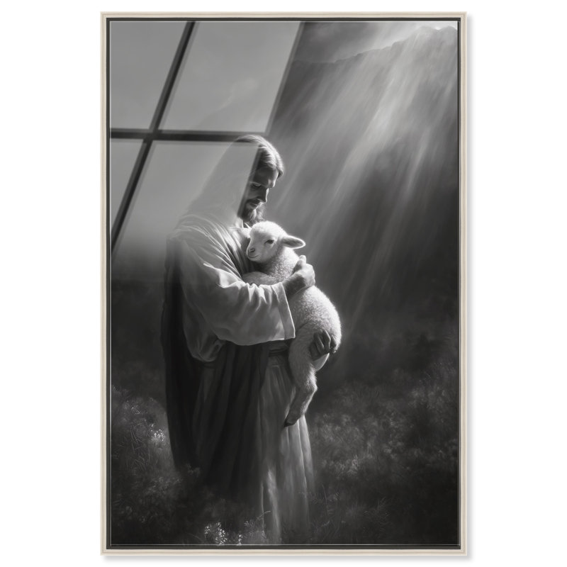 «Radiant Light Jesus and Lamb», reproduction murale encadrée à imprimé acrylique par Art Remedy, cadre argenté, 24 x 36