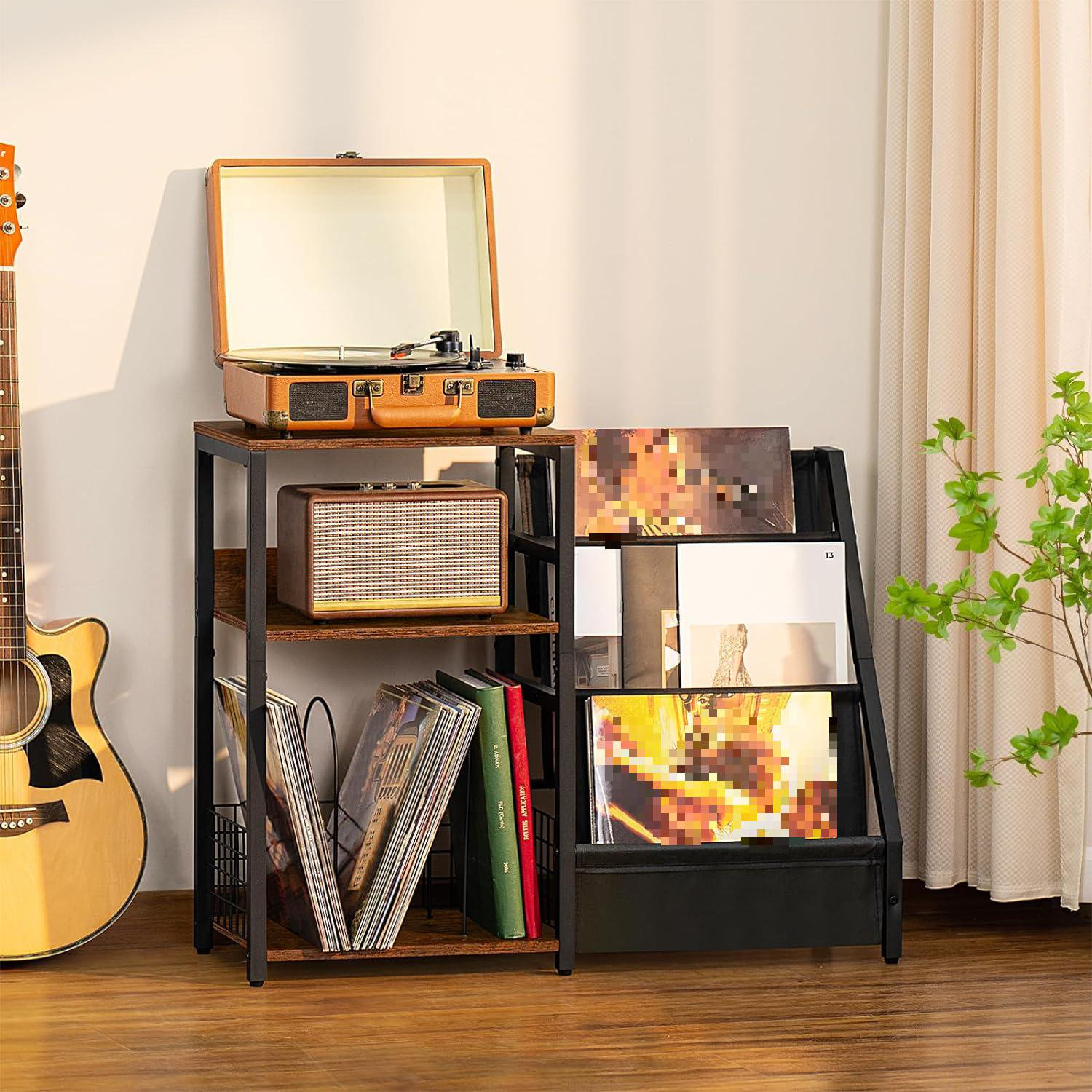 Elaine Mercure Record Player Table,Turntable Shelf With Vinyl Storage ...