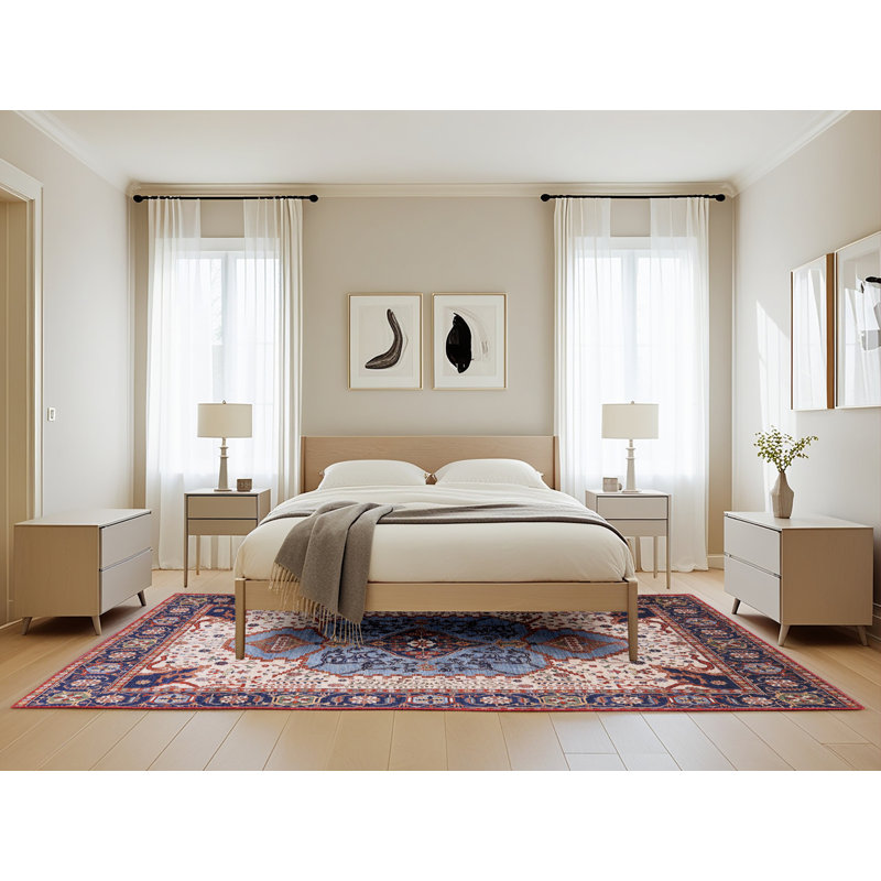 Tapis oriental bleu / beige, Rectangle 5 pi x 8 pi