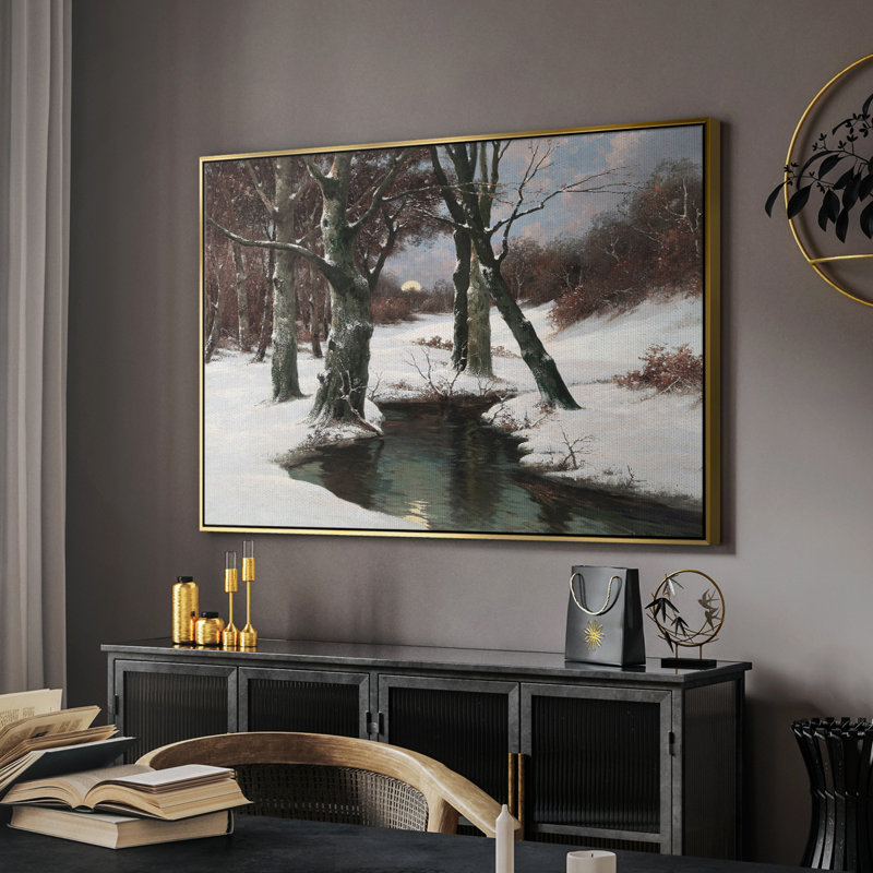 «Vintage Landscape» - CCLxxxv, toile tendue avec châssis encadré, Or, H 27 po x l 41 po
