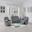 Canapé moderne manuel 1pc avec accoudoirs moelleux et dossier capitonné horizontal port USB finition gris foncé mobilier de salon principal