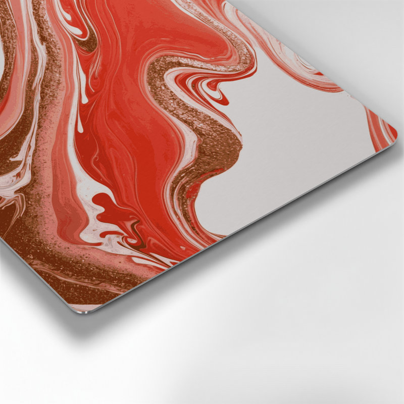 Abstrait fluide, art mural en métal rouge 58, H 12 po x l 12 po