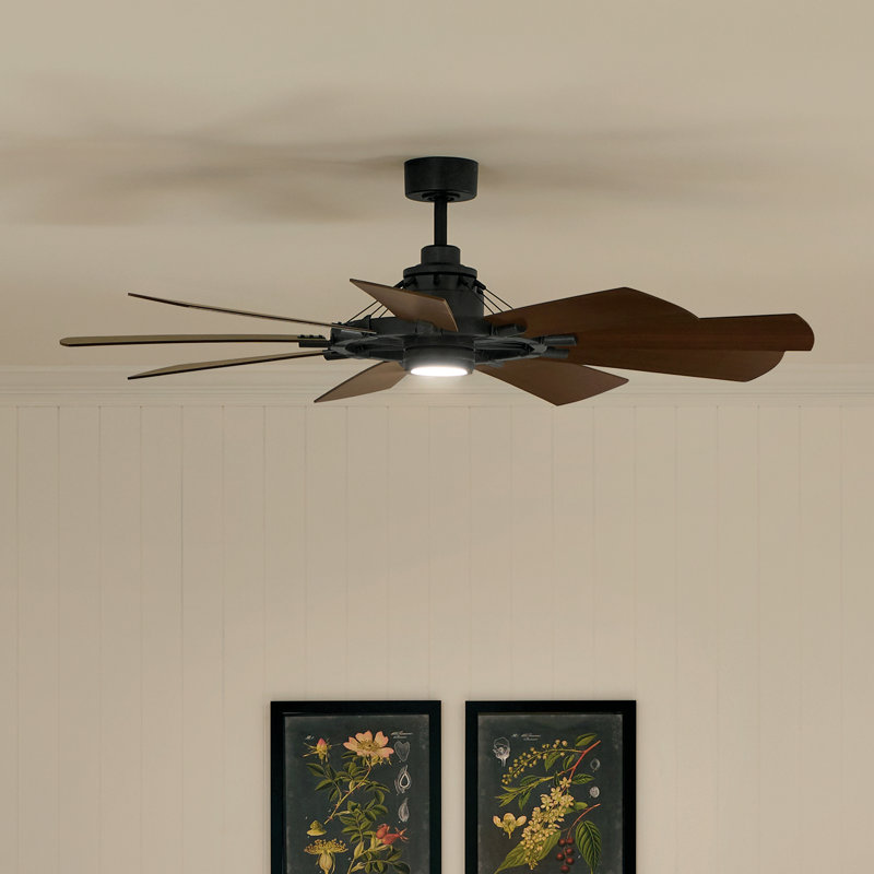 Gentry 60'' Ceiling Fan with LED Lights, Distressed Black