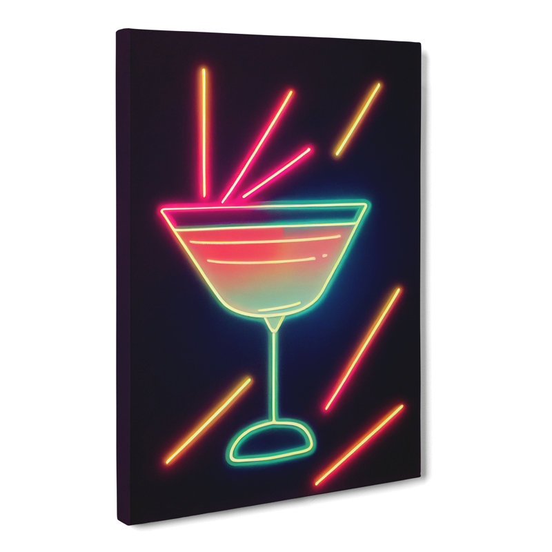 CAN-V0523-480X Cocktail Neon - Wrapped Canvas Print, 76cm H x 50cm W x 3cm D