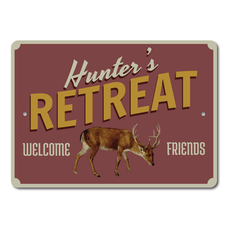 Enseigne en aluminium Hunter's Retreat, H 14 po x l 10 po x P 0,04 po