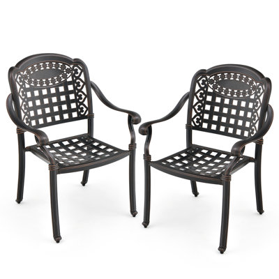 Erkin Metal Outdoor Stackable Dining Armchair by Astoria Grand