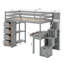 Lit mezzanine simple avec tiroirs de rangement, bureau et escalier-1413039291