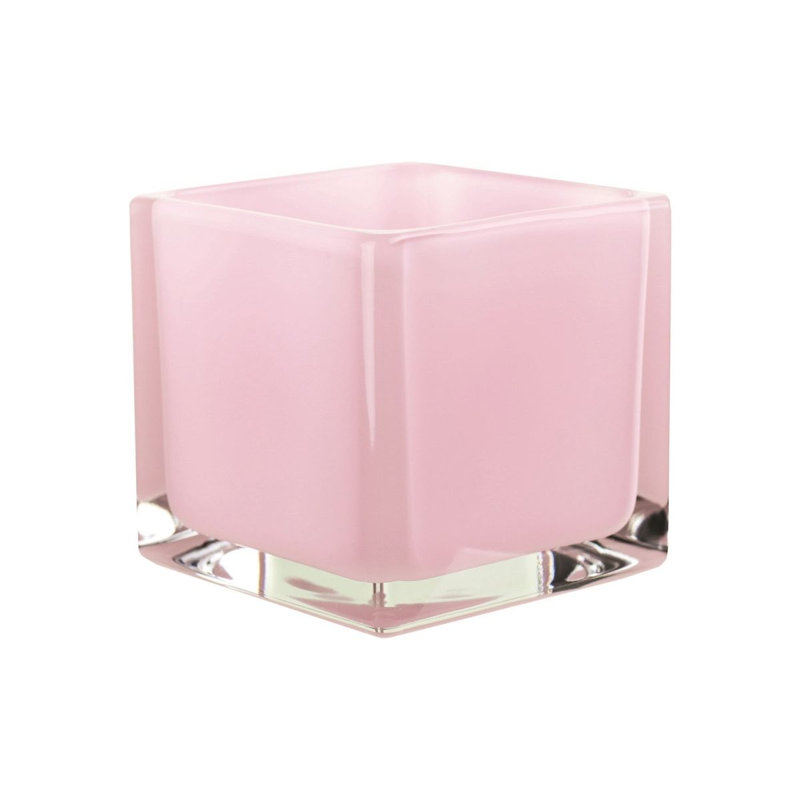 Vase carré doré, Rose, H 5 po x l 5 po x P 5 po