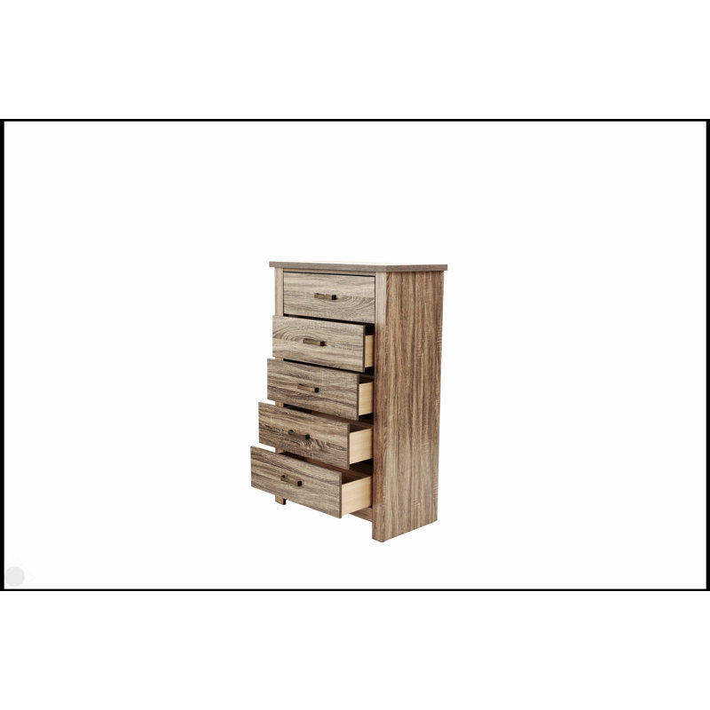 Commode à tiroirs en bois au fini naturel naturel avec beaucoup de rangement, chêne rustique gris ou brun, mobilier de chambre durable et élégant