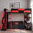 Gaming Loft Bed With Desk, Shelves And Led Lights-975710218
