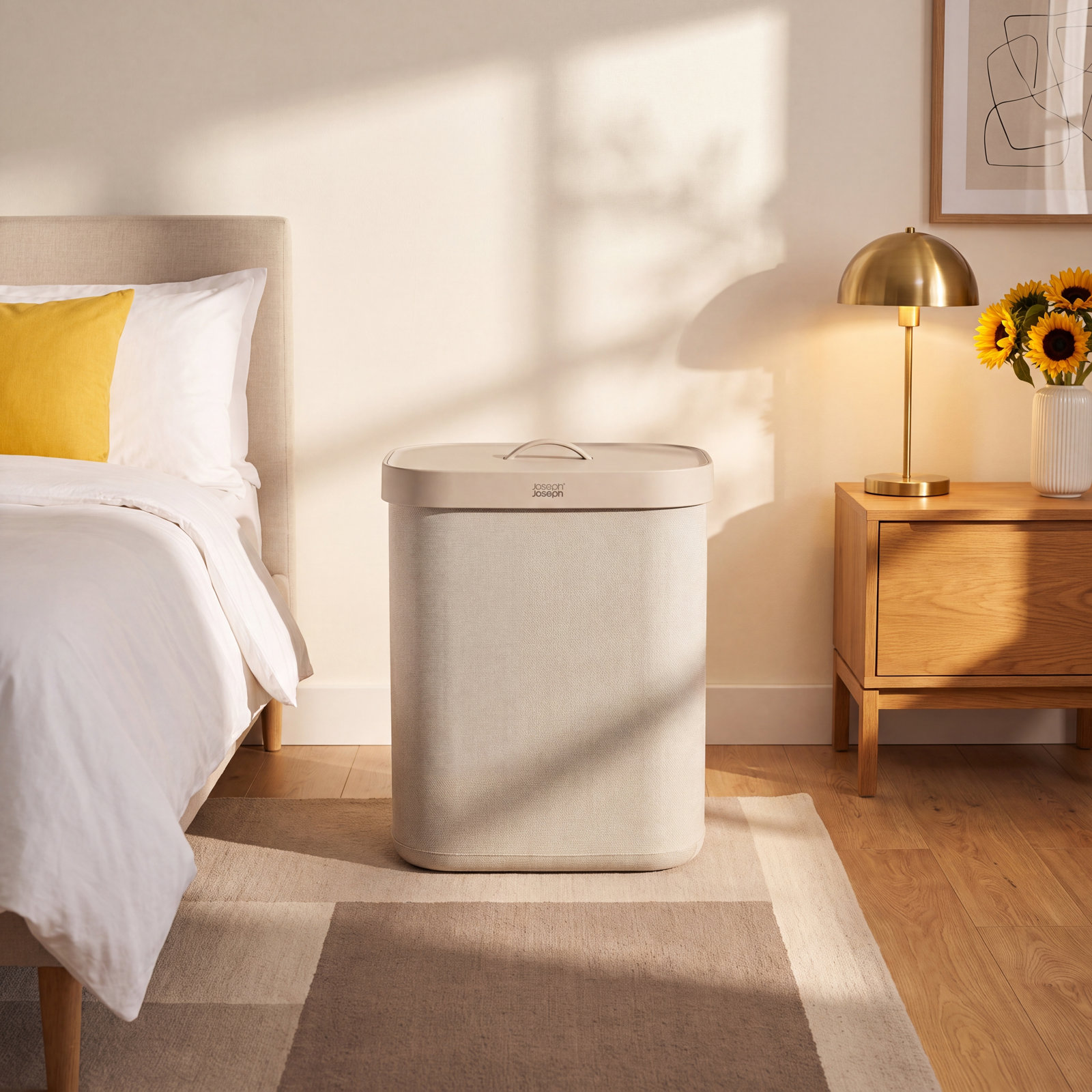 Joseph Joseph Tota Laundry Hamper, 90-Liter (15.75" x 22.25" x 28"), Ecru