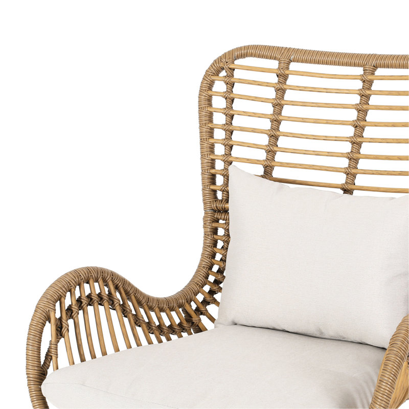 Contemporary Skating Chair With Long-Lasting Upholstery And Stable Metal Frame - Beige + Brown Stylish Outdoor Lounge Weave Water- Back Cushion Beige/Brown