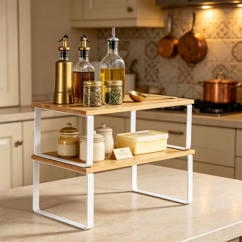 Expandable & Stackable Kitchen Shelf Organisers - Set of 2