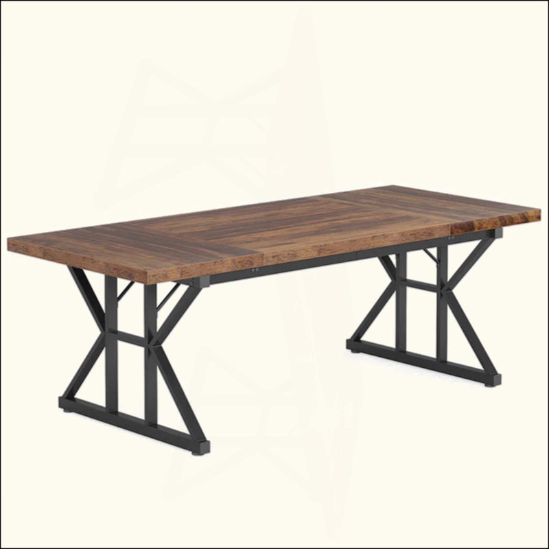 X-Shaped Design Kitchen Table,Dining Table,Computer Desk, Brown, Black