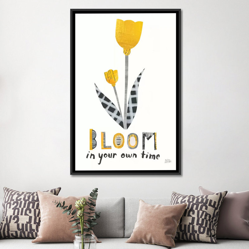 « fleuri boldly iv », impression sur toile tendue, H 60 po x l 40po x P 1,5 po, Toile avec cadre flottant noir, Pas de tapis