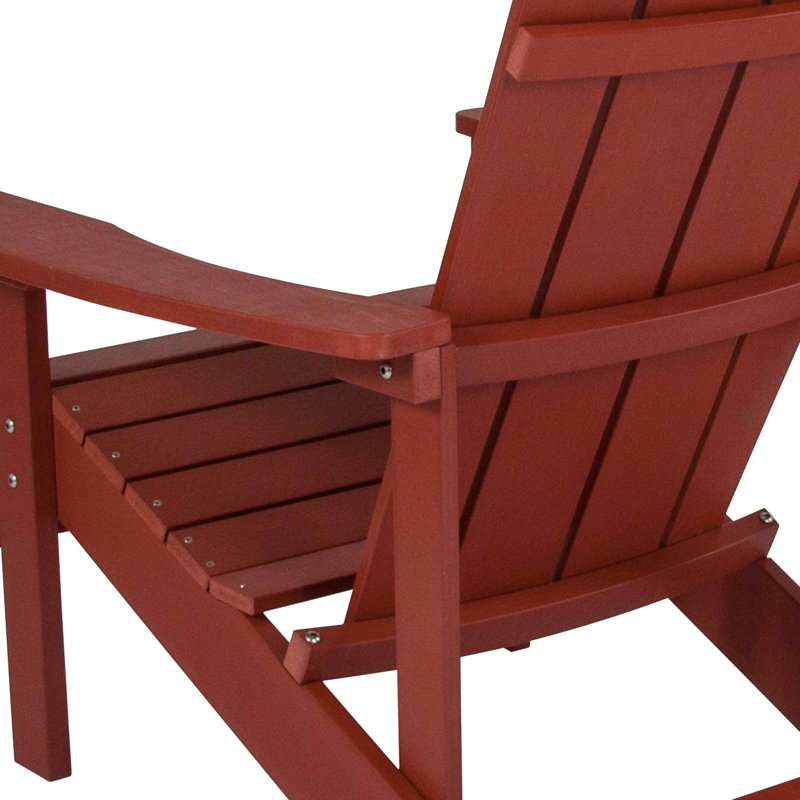 Chaises Adirondack d'extérieur en résine de polyester toutes saisons Balasi, Rouge
