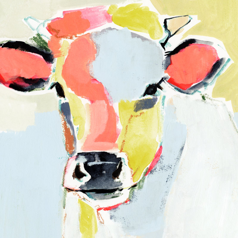 Pastel Cow II by Victoria Barnes - Wrapped Canvas Painting, 51cm H x 51cm W x 3.8cm D