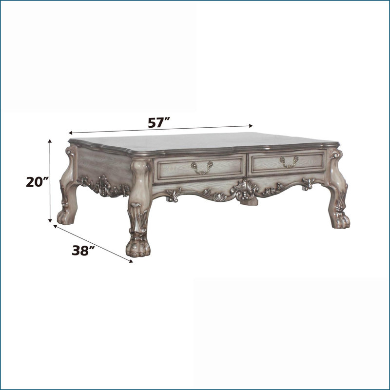 Table basse avec 2 tiroirs Bone White