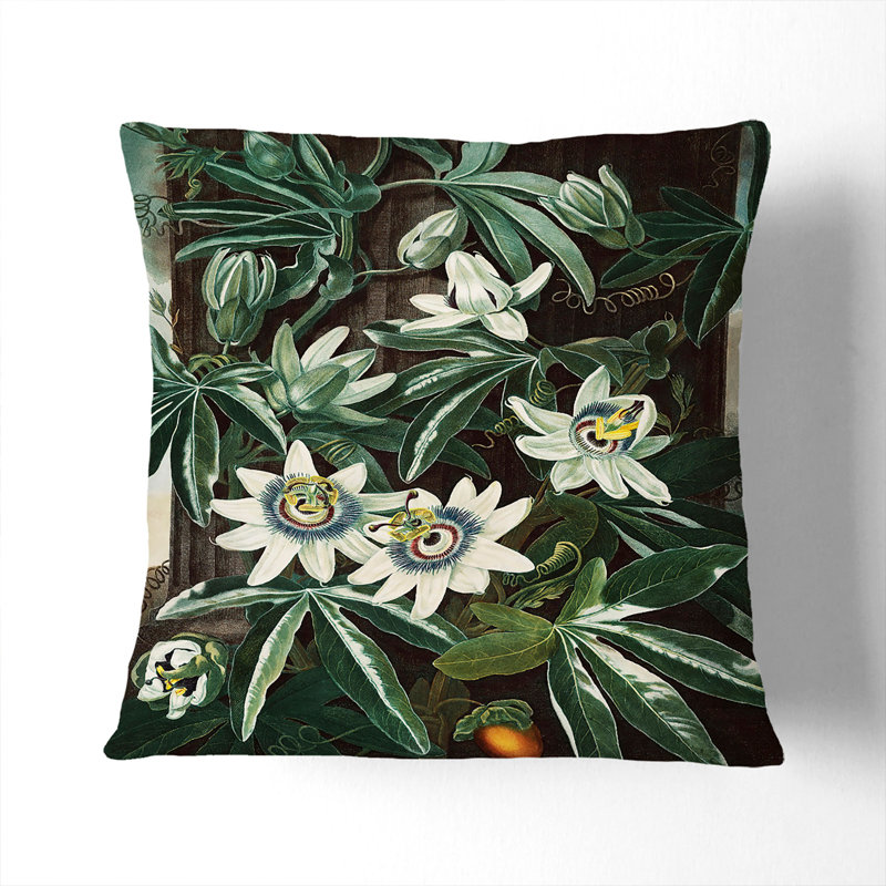 Floral Square Throw Cushion, 40cm H x 40cm W x 15cm D, Black