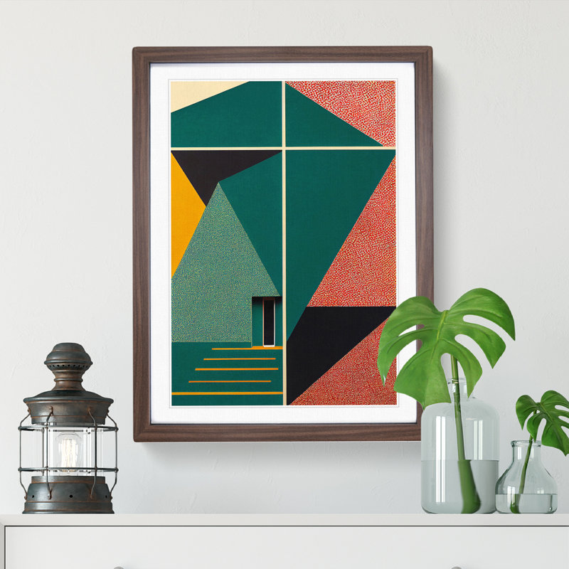 City Architecture Deco No.1 - Single Picture Frame Print, 46cm H x 34cm W x 2cm D, Walnut