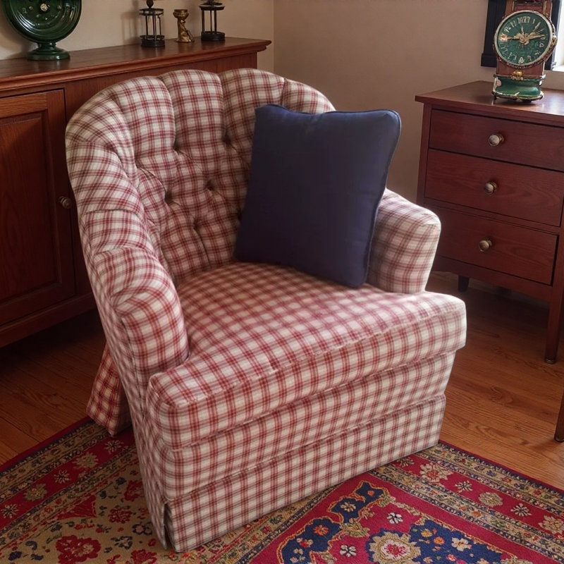 Fauteuil rétro à carreaux rouge