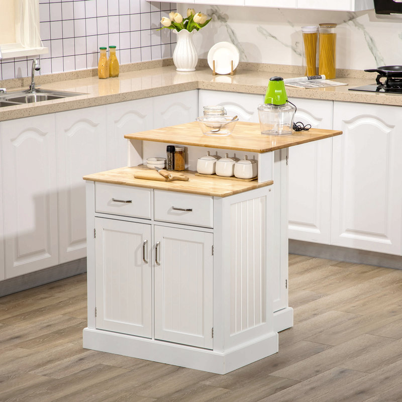 Îlot de cuisine avec armoire de rangement, blanc