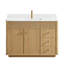 Ensemble de meuble-lavabo à simple cuve 48 "Stanwell en gris cendré délavé avec plateau en pierre composite à grain blanc-1862636638