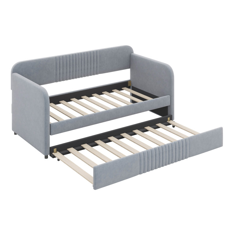 Upholstered Daybed Sofa Bed Twin Size With Trundle Bed