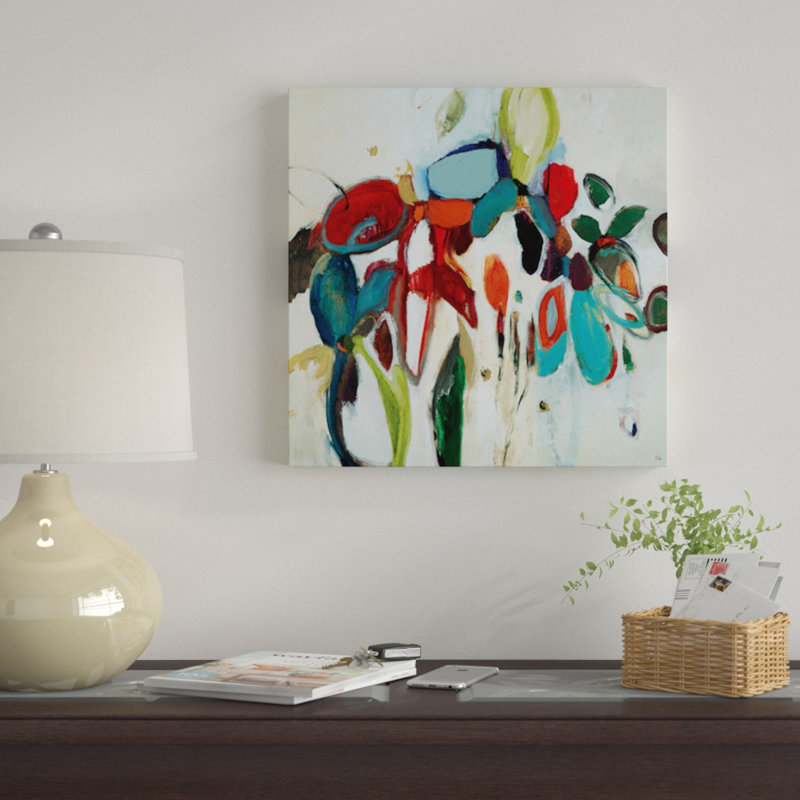 « floral hints », impression sur toile, H 18 po x l 18 po x P 1,5 po, Pas de tapis, Toile tendue