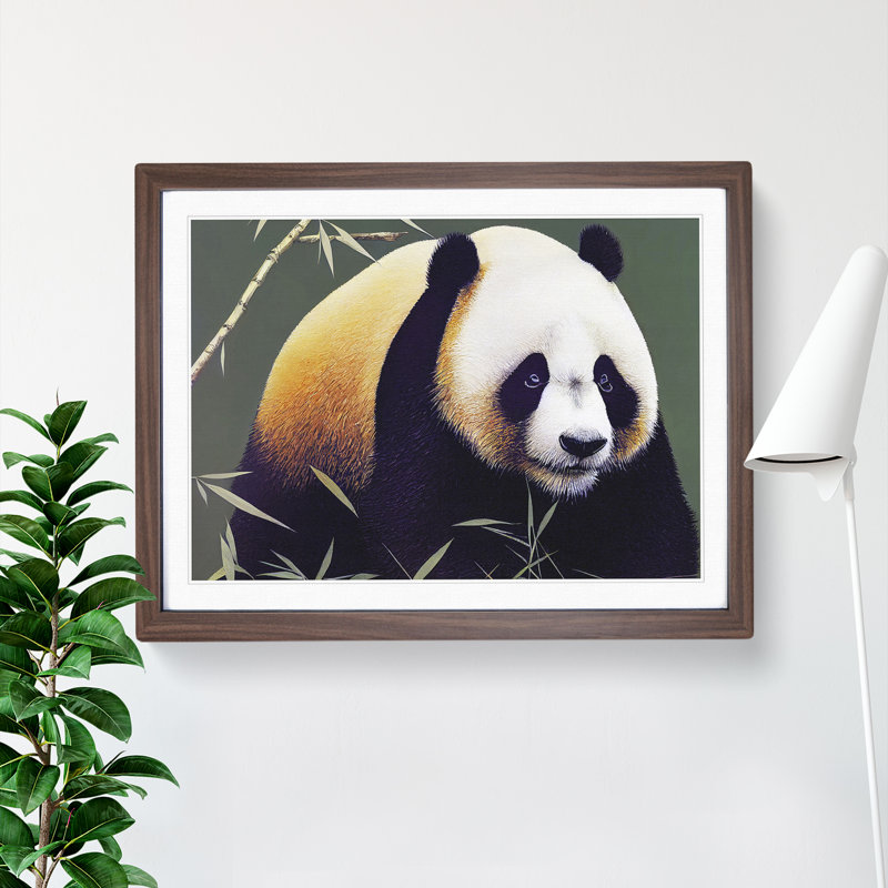 Striking Panda - Single Picture Frame Print, 25cm H x 34cm W x 2cm D, Walnut