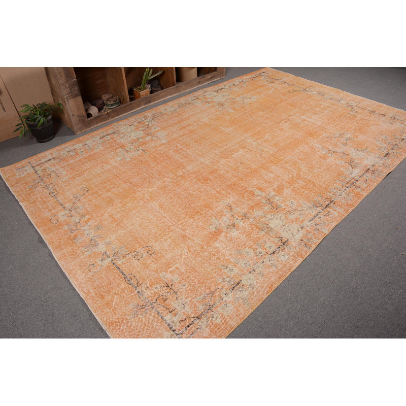 Yellow Kitchen Rug, Flatweave Rug, Turkish Rug, 6.5x10.2 ft Large Rugs, Vintage Rugs