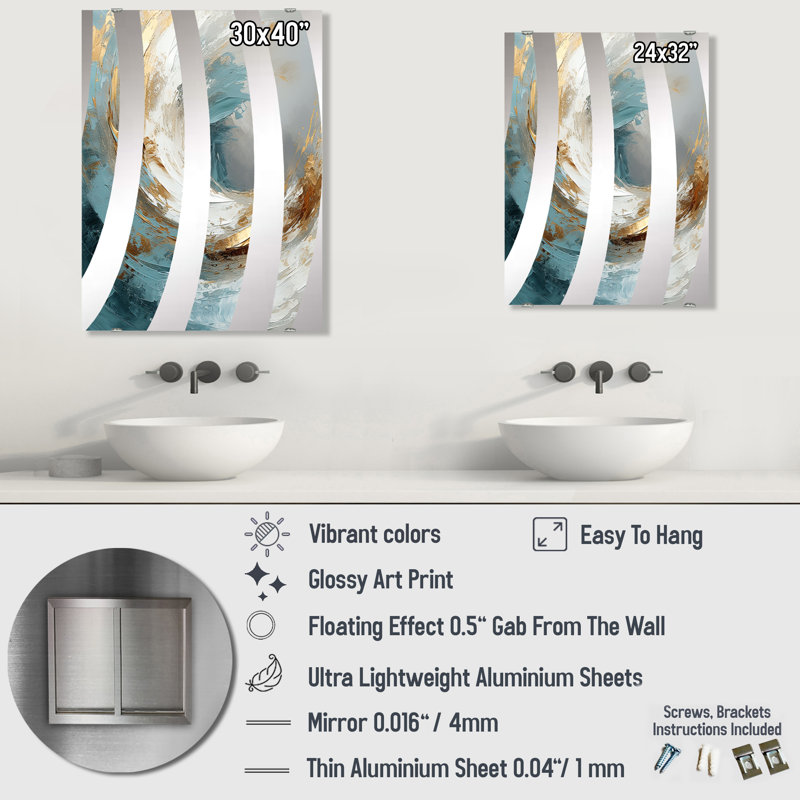 Fawaz - Miroirs muraux à spirales abstraites MIR137929, 32 po x 24 po