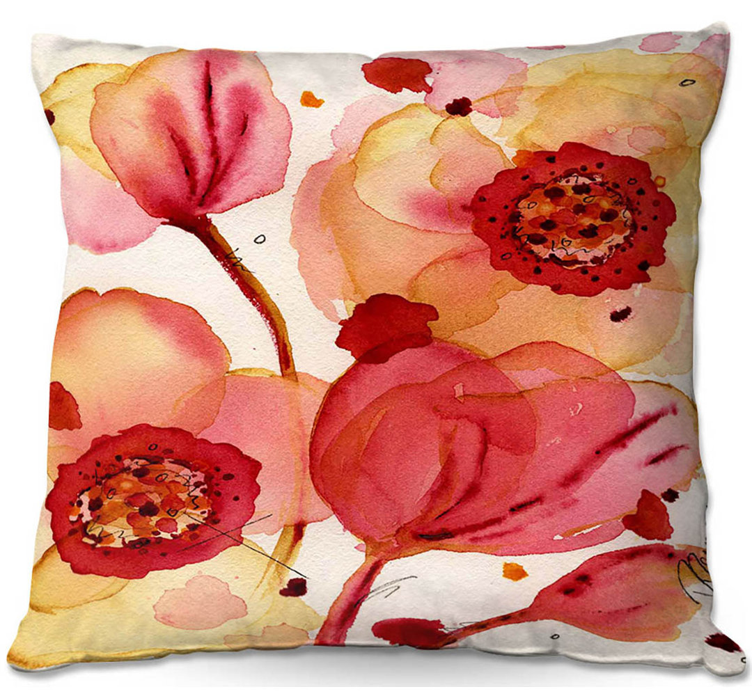 Couch Poppies Throw Pillow DiaNoche Designs 