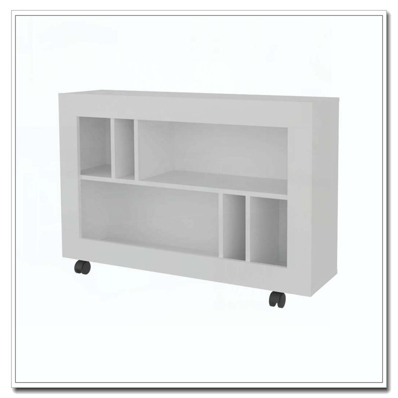 Console blanche en mélamine avec rangement ouvert